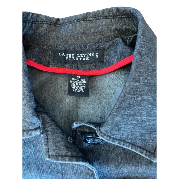 Women’s Larry Levine Size Medium Jacket Denim Cropped 3/4 Sleeves Blazer - Picture 9 of 11